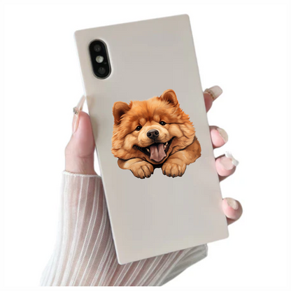 Brown Dog Chow Chow Happy Face Vinyl Sticker Decal