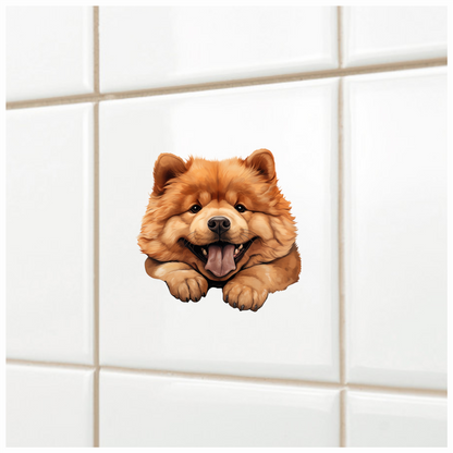 Brown Dog Chow Chow Happy Face Vinyl Sticker Decal