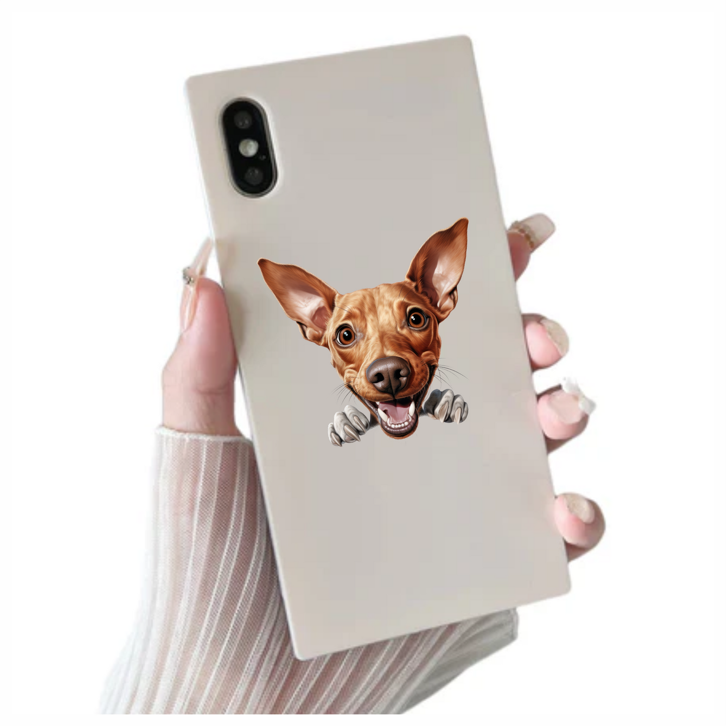 Brown Happy Dog Cartoon Terrier Vinyl Sticker Decal
