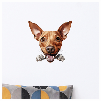 Brown Happy Dog Cartoon Terrier Vinyl Sticker Decal