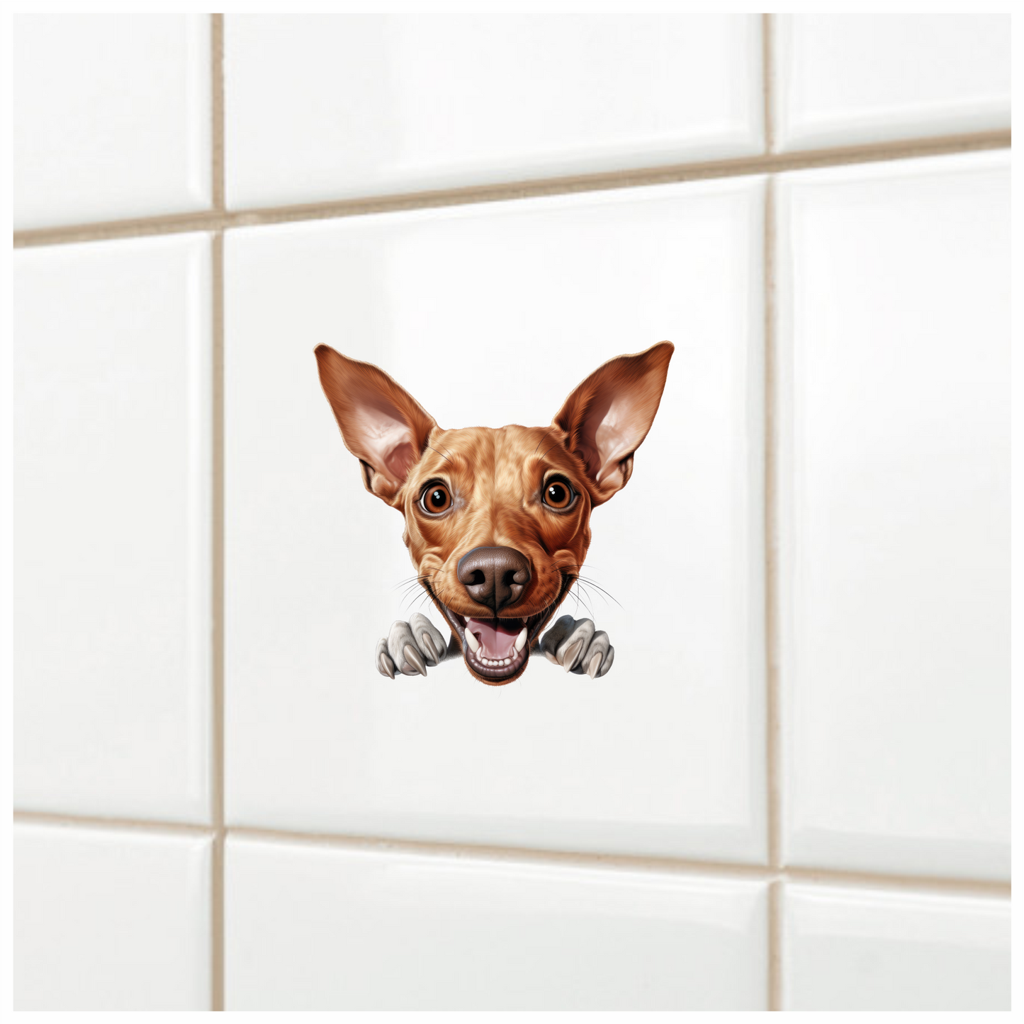 Brown Happy Dog Cartoon Terrier Vinyl Sticker Decal