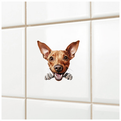 Brown Happy Dog Cartoon Terrier Vinyl Sticker Decal