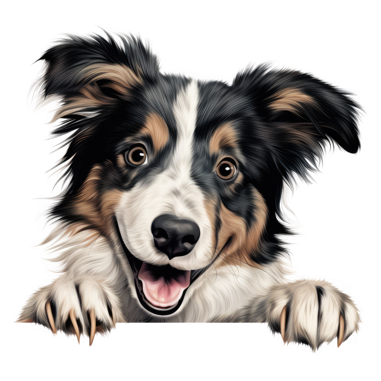 Black White Brown Dog Collie Vinyl Sticker Decal