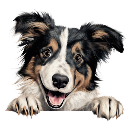 Black White Brown Dog Collie Vinyl Sticker Decal