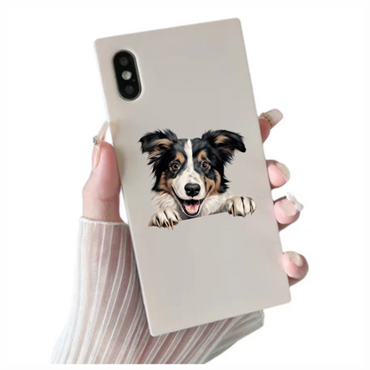 Black White Brown Dog Collie Vinyl Sticker Decal