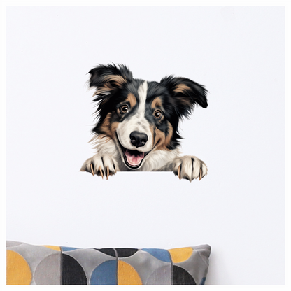 Black White Brown Dog Collie Vinyl Sticker Decal