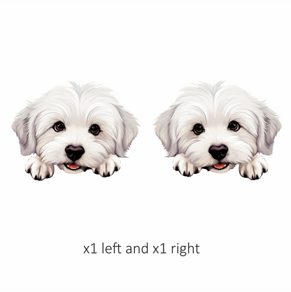 White Puppy Maltese Dog Face Vinyl Sticker Decal