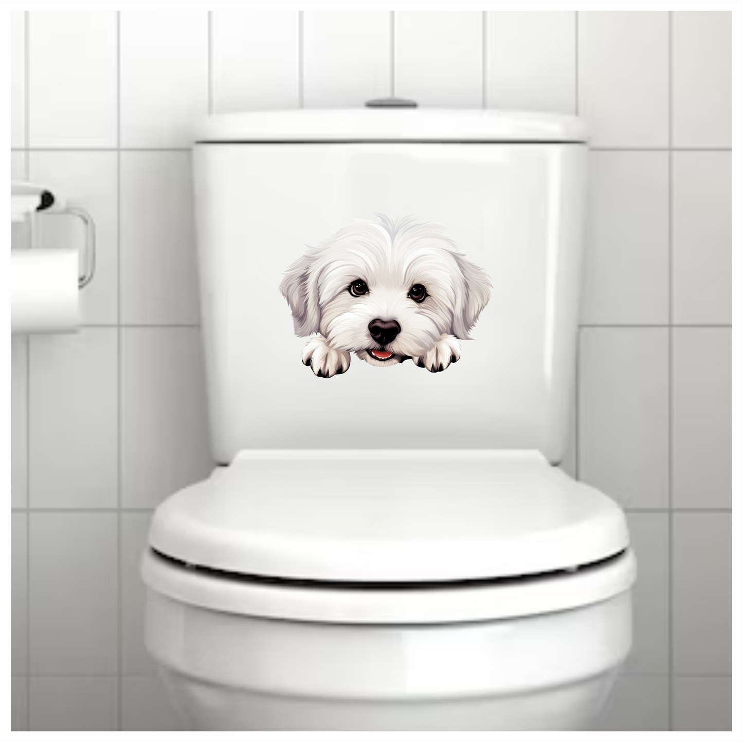 White Puppy Maltese Dog Face Vinyl Sticker Decal