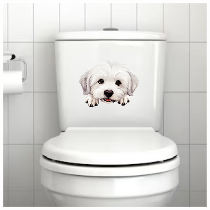 White Puppy Maltese Dog Face Vinyl Sticker Decal