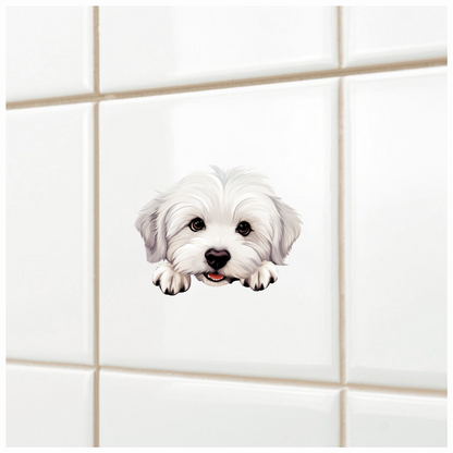 White Puppy Maltese Dog Face Vinyl Sticker Decal