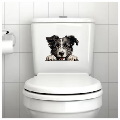Black White Border Collie Dog Face Vinyl Sticker Decal