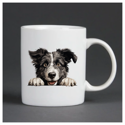 Black White Border Collie Dog Face Vinyl Sticker Decal