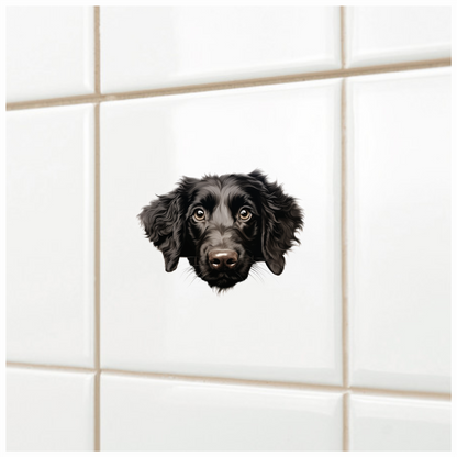 Black Dog Spaniel Face Portrait Vinyl Sticker Decal