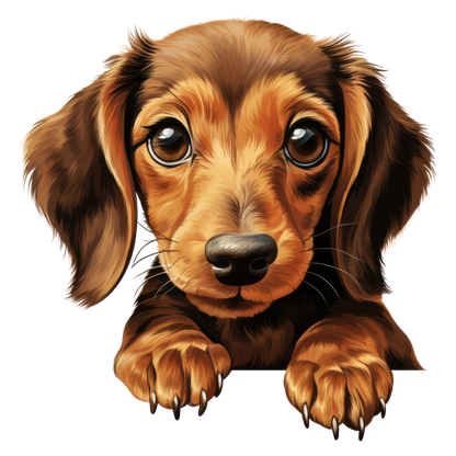 Brown Dog Dachshund Puppy Cute Vinyl Sticker Decal
