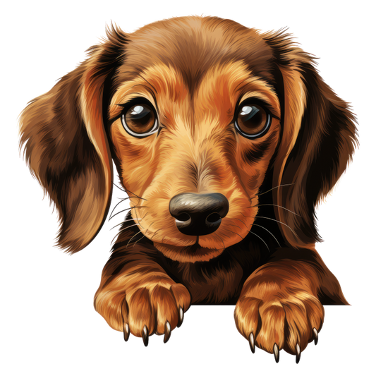 Brown Dog Dachshund Puppy Cute Vinyl Sticker Decal