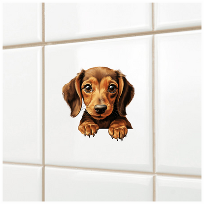 Brown Dog Dachshund Puppy Cute Vinyl Sticker Decal
