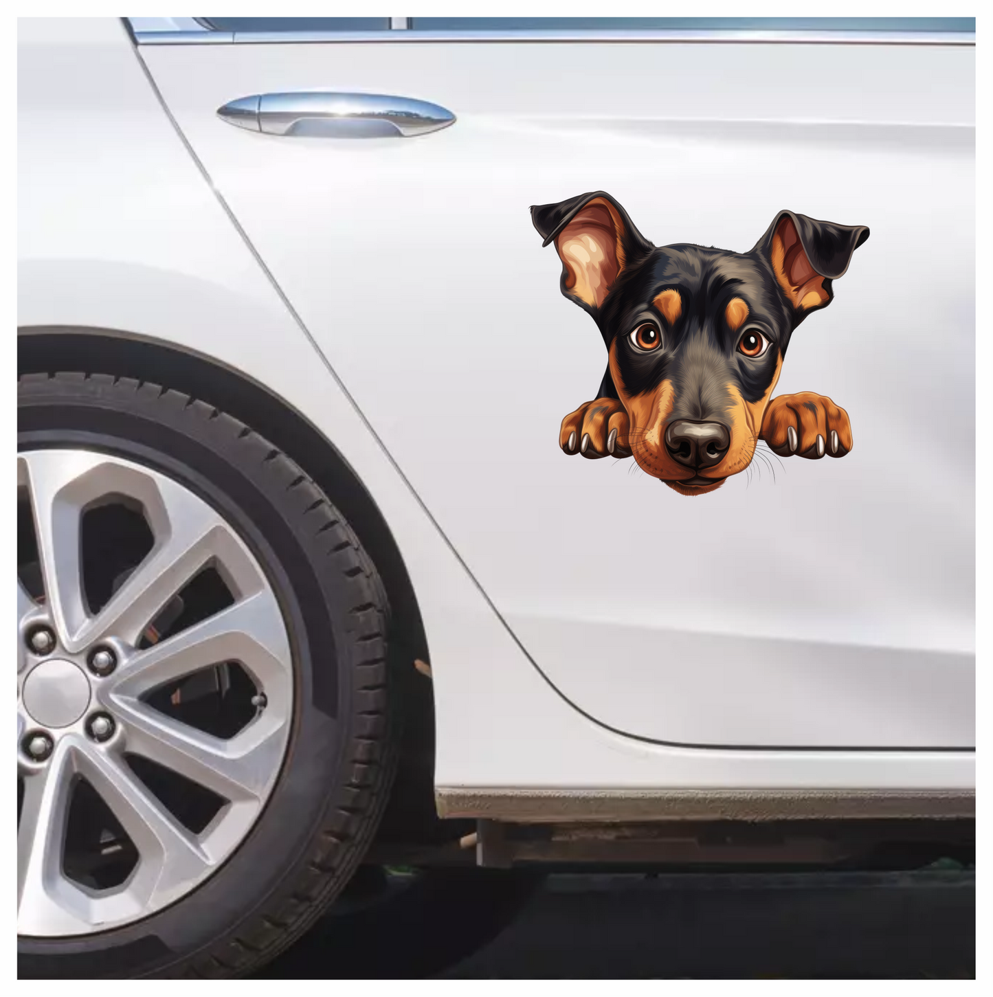 Black Brown Dog Rottweiler Face Vinyl Sticker Decal