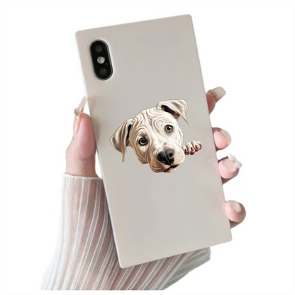 White Dog Puppy Pitbull Cute Vinyl Sticker Decal