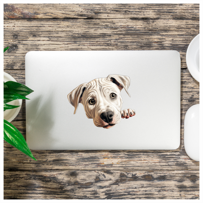 White Dog Puppy Pitbull Cute Vinyl Sticker Decal