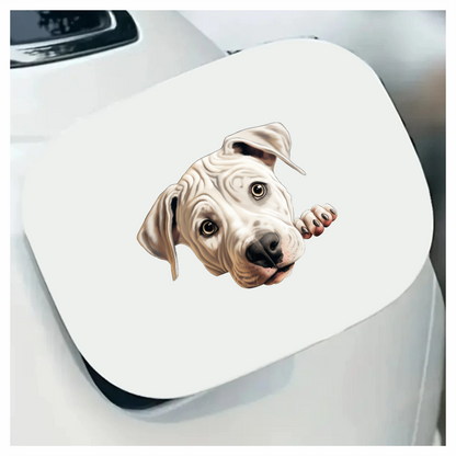 White Dog Puppy Pitbull Cute Vinyl Sticker Decal
