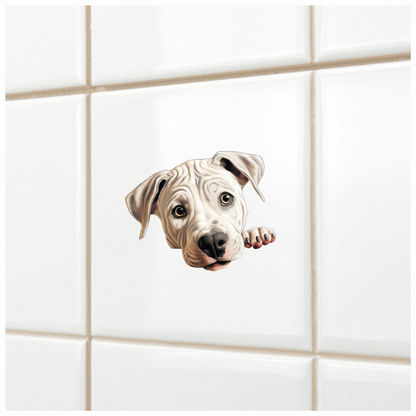 White Dog Puppy Pitbull Cute Vinyl Sticker Decal