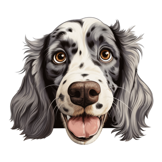 White Black Dog Spaniel Happy Face Vinyl Sticker Decal