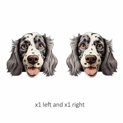 White Black Dog Spaniel Happy Face Vinyl Sticker Decal