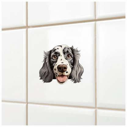 White Black Dog Spaniel Happy Face Vinyl Sticker Decal