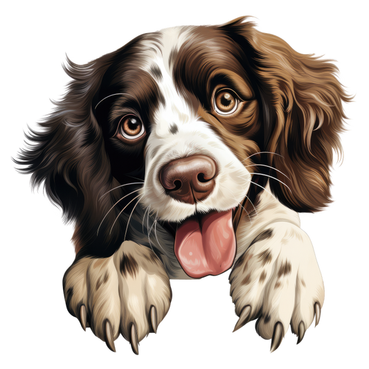 Brown White Dog Spaniel Happy Tongue Vinyl Sticker Decal