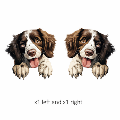 Brown White Dog Spaniel Happy Tongue Vinyl Sticker Decal
