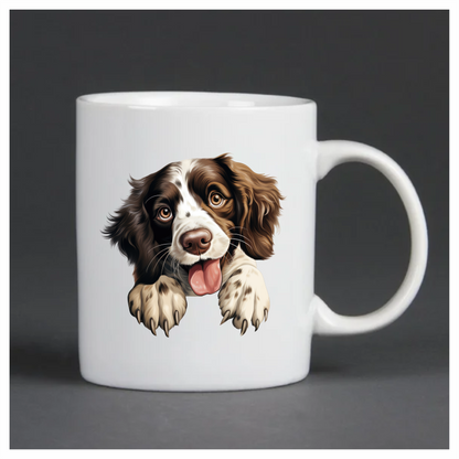 Brown White Dog Spaniel Happy Tongue Vinyl Sticker Decal