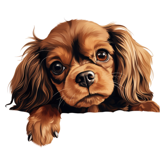 Brown Dog Cavalier King Charles Vinyl Sticker Decal