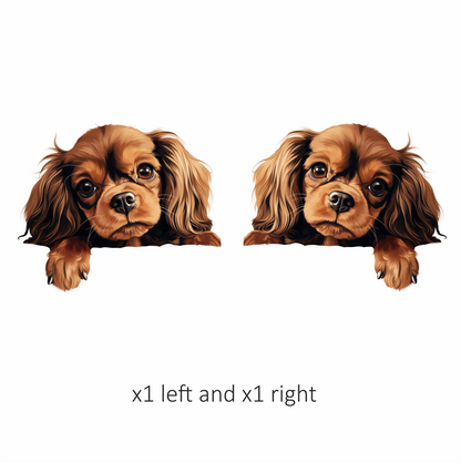 Brown Dog Cavalier King Charles Vinyl Sticker Decal