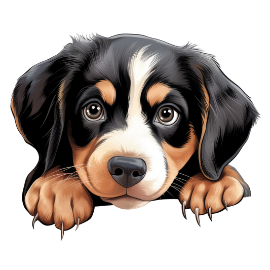 Black Brown Dog Puppy Cute Vinyl Sticker Decal