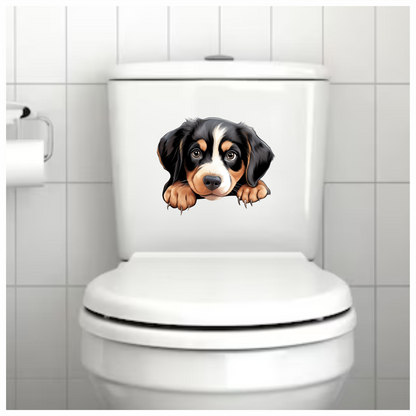 Black Brown Dog Puppy Cute Vinyl Sticker Decal