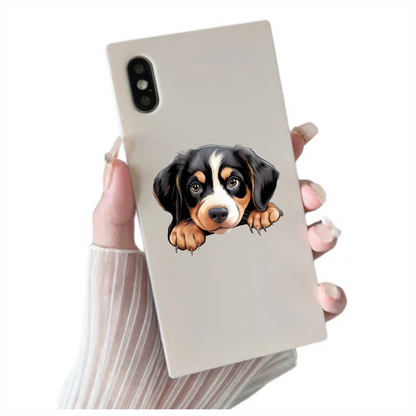 Black Brown Dog Puppy Cute Vinyl Sticker Decal