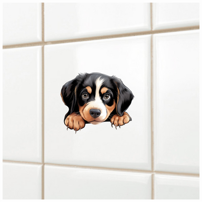 Black Brown Dog Puppy Cute Vinyl Sticker Decal