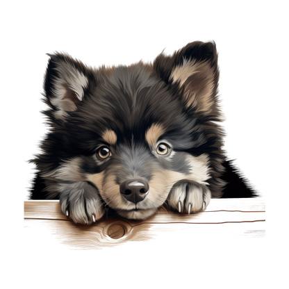 Black Brown Dog Puppy Fluffy Vinyl Sticker Decal