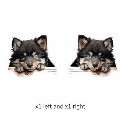 Black Brown Dog Puppy Fluffy Vinyl Sticker Decal