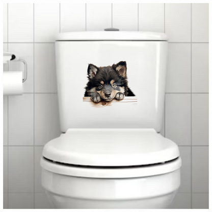 Black Brown Dog Puppy Fluffy Vinyl Sticker Decal