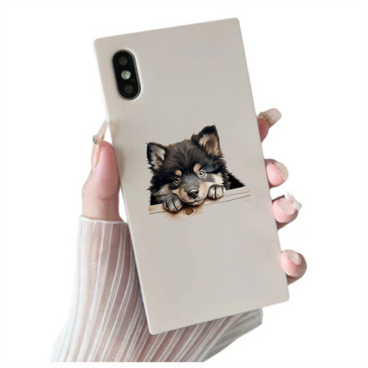 Black Brown Dog Puppy Fluffy Vinyl Sticker Decal