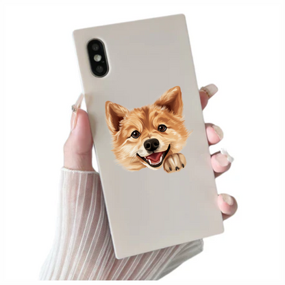 Brown Dog Cartoon Happy Face Vinyl Sticker Decal