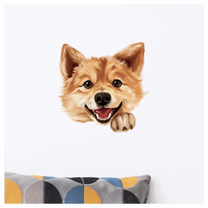 Brown Dog Cartoon Happy Face Vinyl Sticker Decal