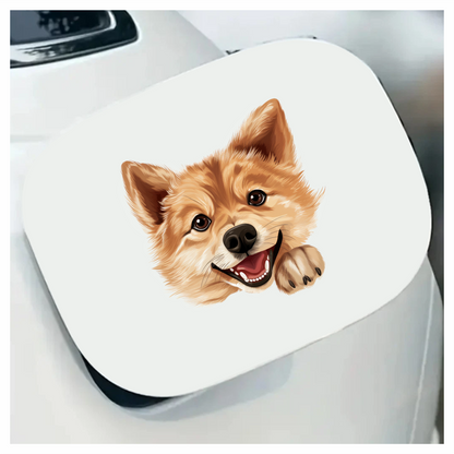 Brown Dog Cartoon Happy Face Vinyl Sticker Decal