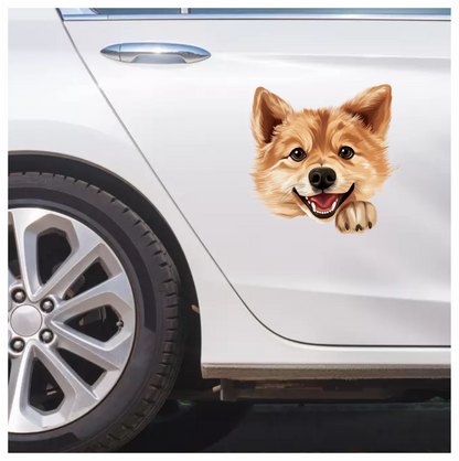 Brown Dog Cartoon Happy Face Vinyl Sticker Decal