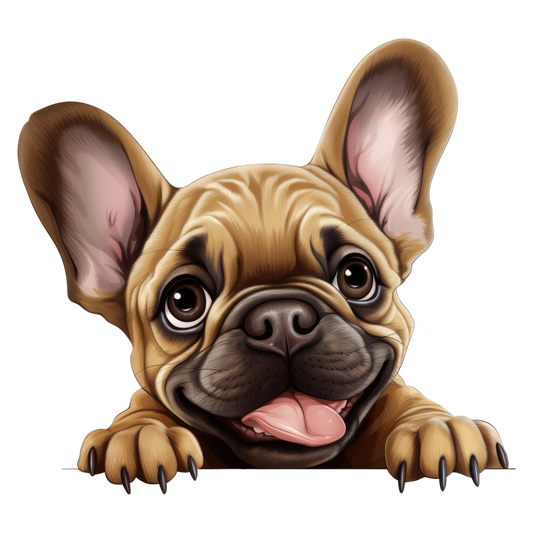 Brown Cute Dog French Bulldog Happy Vinyl Sticker Decal