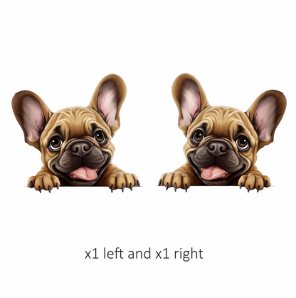 Brown Cute Dog French Bulldog Happy Vinyl Sticker Decal