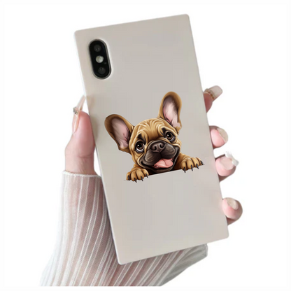 Brown Cute Dog French Bulldog Happy Vinyl Sticker Decal