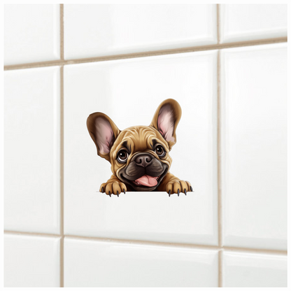 Brown Cute Dog French Bulldog Happy Vinyl Sticker Decal