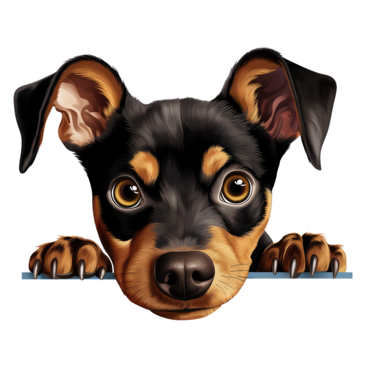 Black Brown Dog Terrier Cartoon Vinyl Sticker Decal